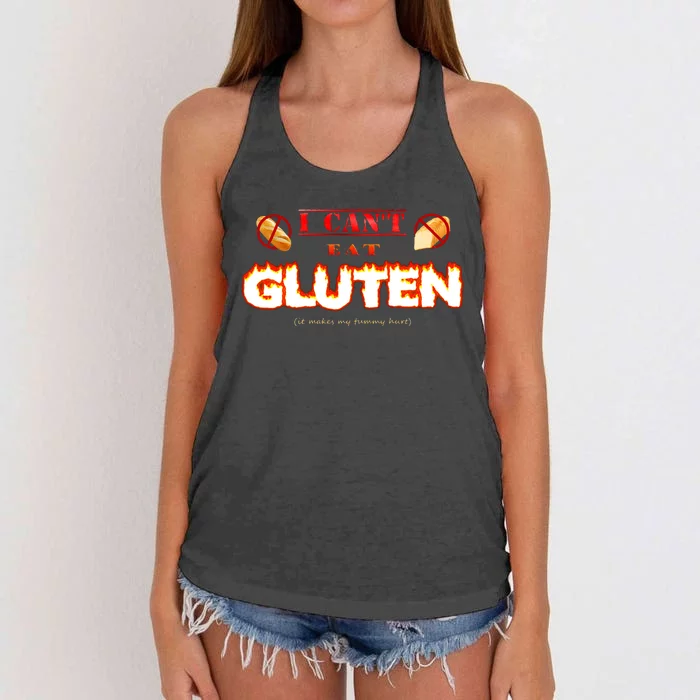 I Cant Eat Gluten It Makes My Tummy Hurt Women's Knotted Racerback Tank