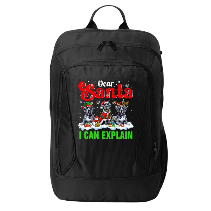 I Can Explain Xmas Three Santa Reindeer Elf Great Danes Gift City Backpack