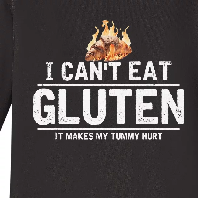 I Can't Eat Gluten It Makes My Tummy Hurt Gluten Intolerance Baby Long Sleeve Bodysuit