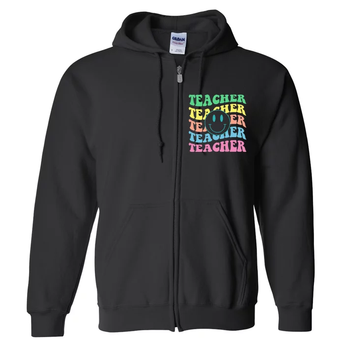 Inspirational Colorful Elementary School Retro Teacher Full Zip Hoodie