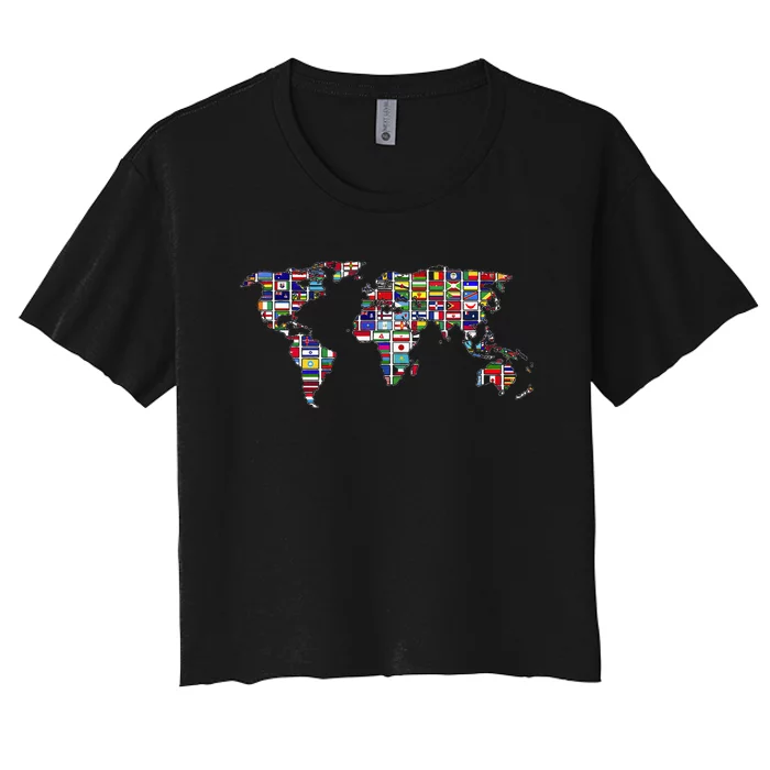 International Country Flags Traveling Countries World Flags Women's Crop Top Tee