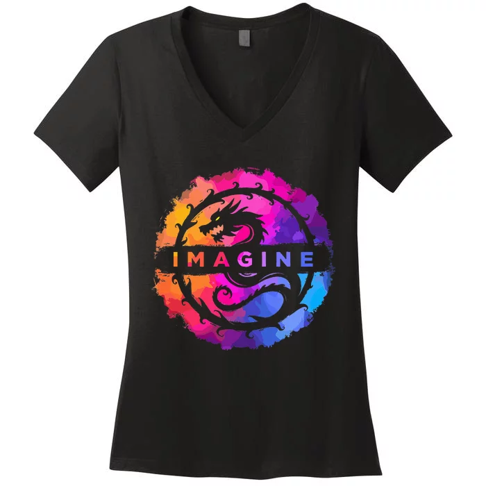 Imagine Colorful Fantasy Women's V-Neck T-Shirt