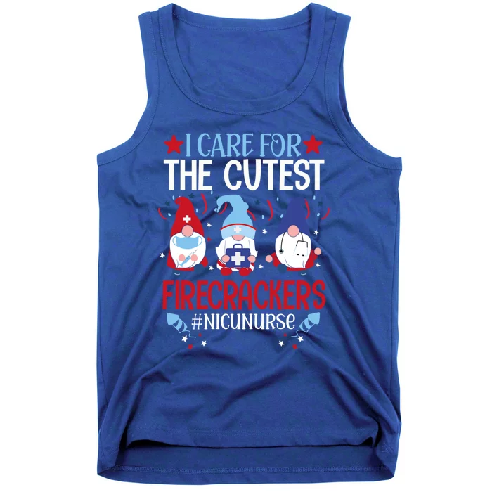 I Care For The Cutest Firecracker Nicu Nurse Gnome 4th July Gift Tank Top