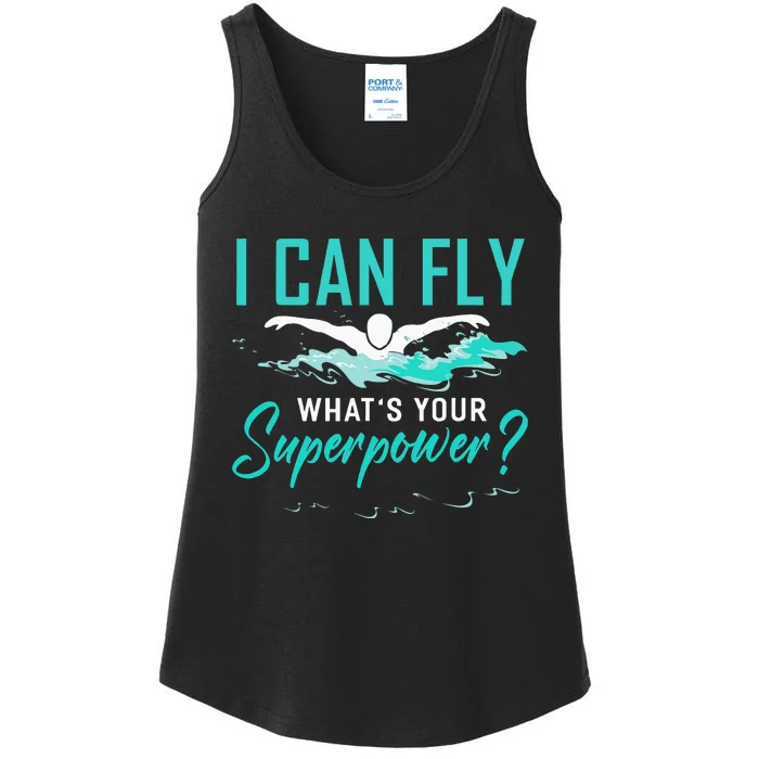 I can fly whats your superpower funny swimmer Ladies Essential Tank