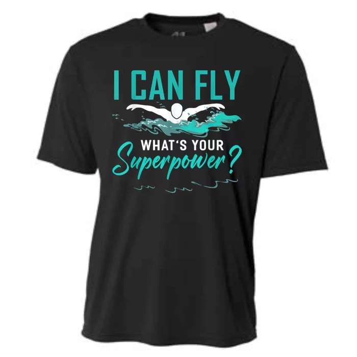 I Can Fly Whats Your Superpower Swimmer Tee Swimming Cooling Performance Crew T-Shirt