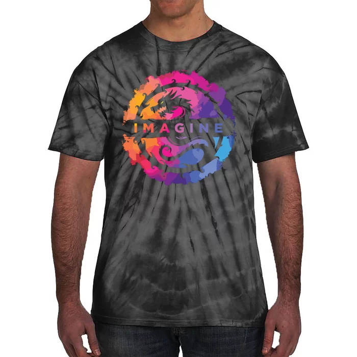 Imagine Colorful Fantasy Retro Dragon Tie-Dye T-Shirt