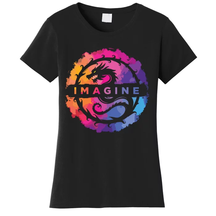 Imagine Colorful Fantasy Retro Dragon Women's T-Shirt