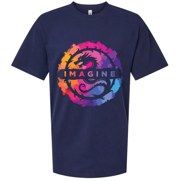 Imagine Colorful Fantasy Retro Dragon Sueded Cloud Jersey T-Shirt