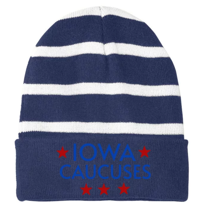 Iowa Caucuses Funny Vintage Trump 2024 Election Striped Beanie with Solid Band