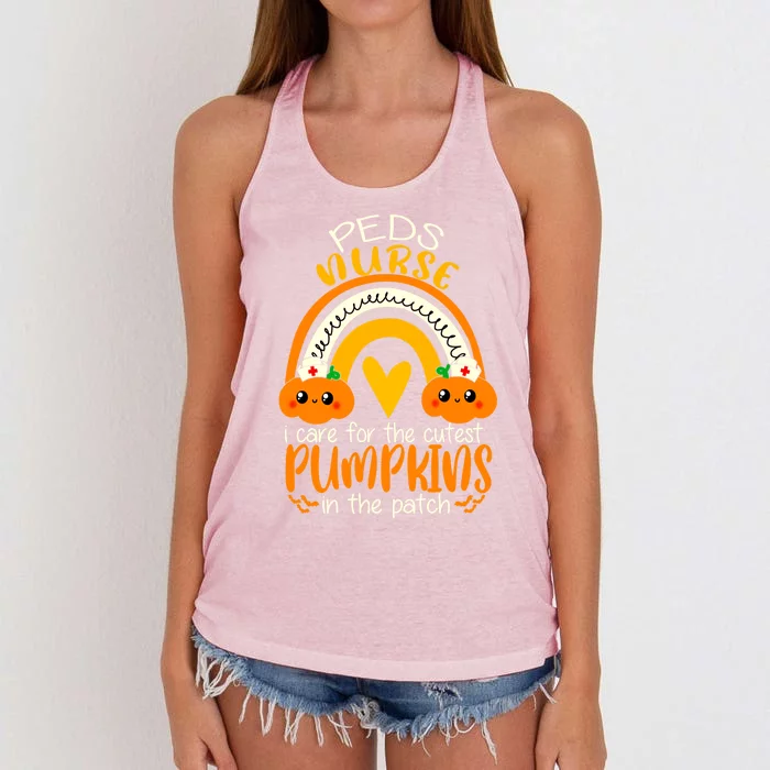 I Care For The Cutest Pumpkins In The Patch Peds Nurse Great Gift Women's Knotted Racerback Tank