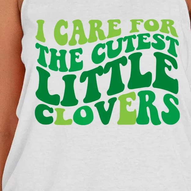 I Care For Cutest Clovers Nurse St Patricks Day Women's Knotted Racerback Tank