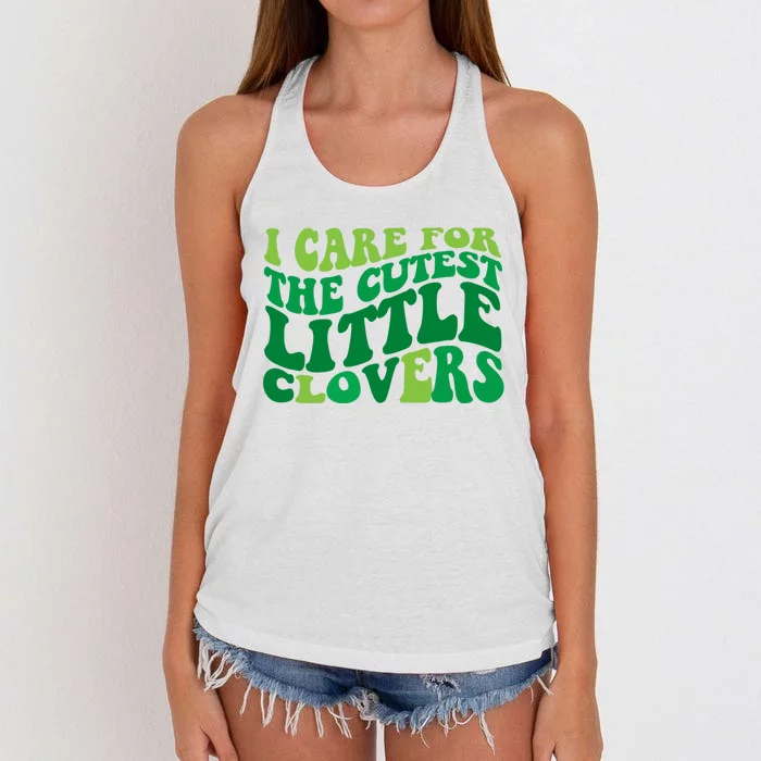 I Care For Cutest Clovers Nurse St Patricks Day Women's Knotted Racerback Tank