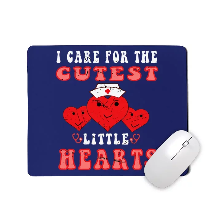 I Care For The Cutest Little Hearts Groovy Nurse Valentines Mousepad