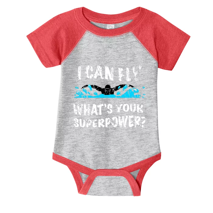 I Can Fly WhatS Your Superpower Butterfly Swimmer Infant Baby Jersey Bodysuit