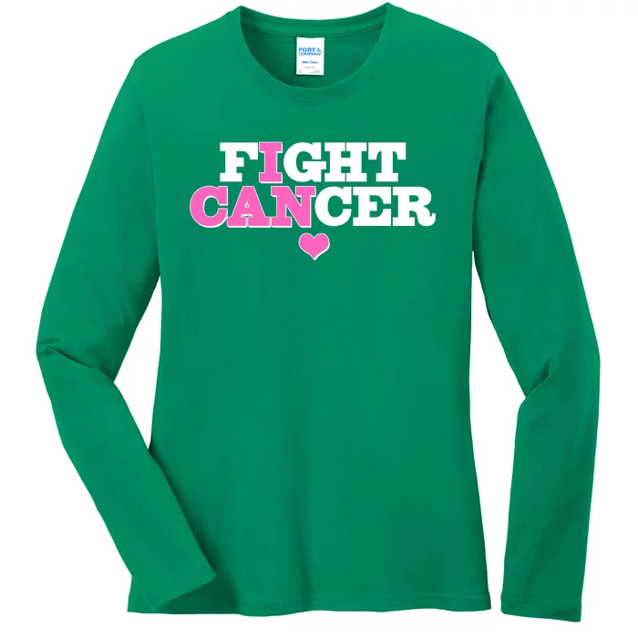 I Can Fight Cancer Breast Cancer Awareness Warrior Ladies Long Sleeve Shirt