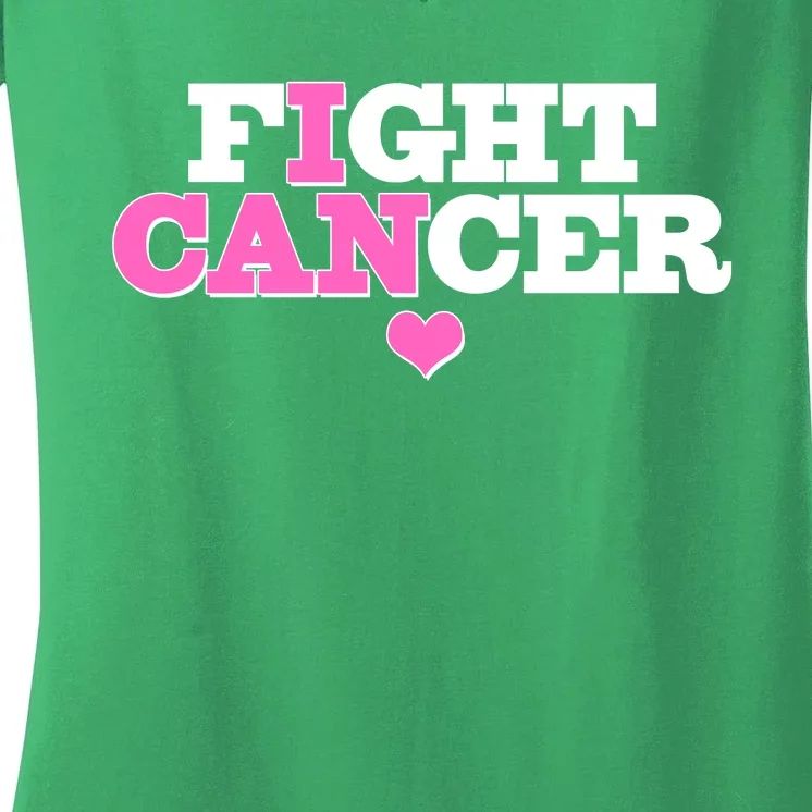 I Can Fight Cancer Breast Cancer Awareness Warrior Women's V-Neck T-Shirt