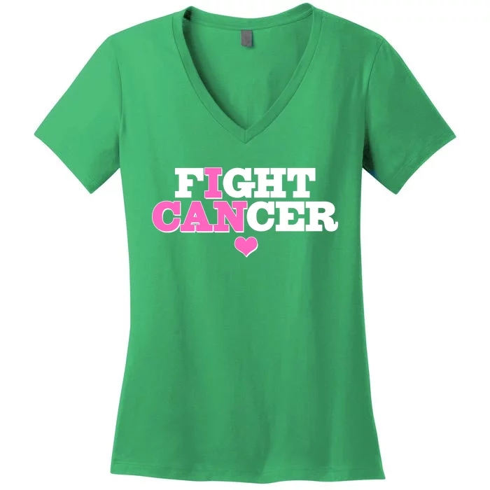 I Can Fight Cancer Breast Cancer Awareness Warrior Women's V-Neck T-Shirt