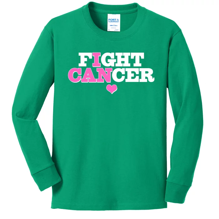 I Can Fight Cancer Breast Cancer Awareness Warrior Kids Long Sleeve Shirt