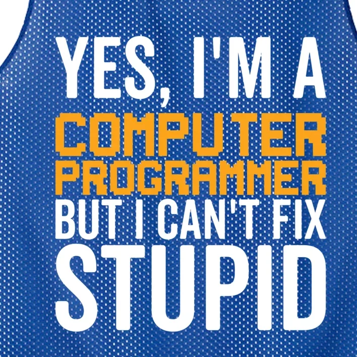 I Can't Fix Stupid Gift Funny Computer Programmer Gift Mesh Reversible Basketball Jersey Tank