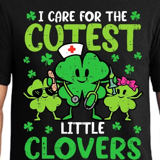 I Care For The Cutest Little Clovers St Patricks Day Nurse Pajama Set