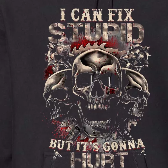 I Can Fix Stupid But Its Gonna Hurt Cool Skull Premium Hoodie