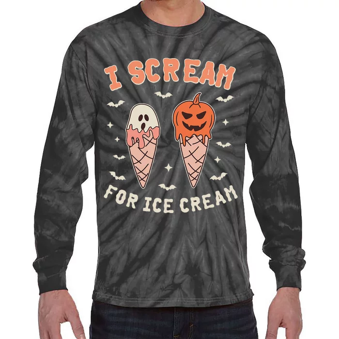 I Cream For Ice Cream Funny Trick Or Treat Halloween Tie-Dye Long Sleeve Shirt