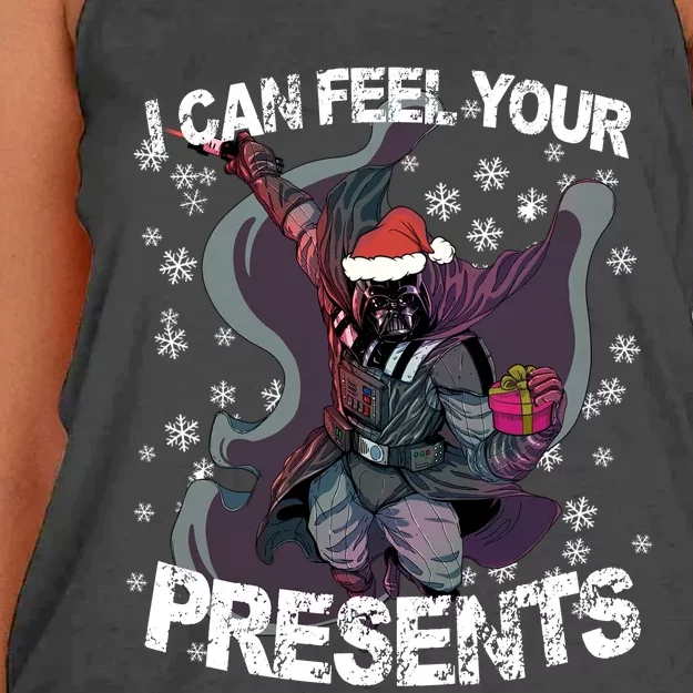 I Can Feel Your Presents Christmas Star Merry Wars Holiday Season Lover Women's Knotted Racerback Tank