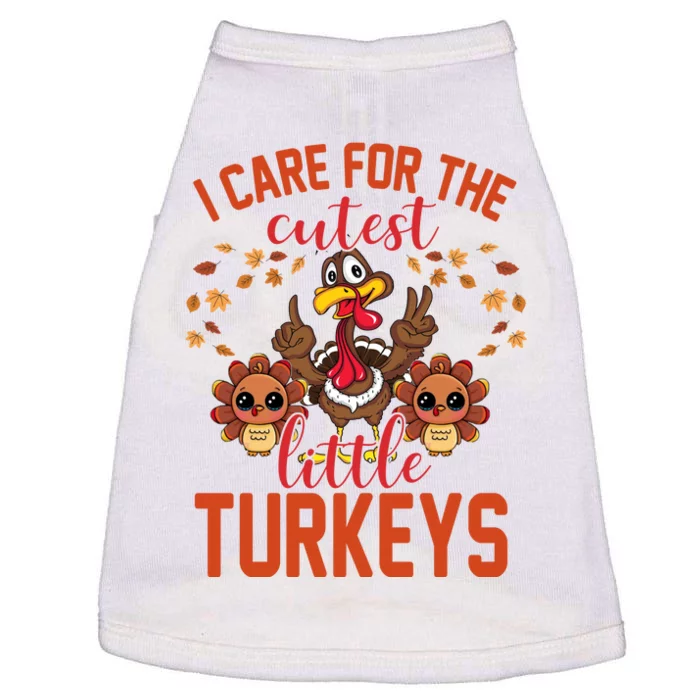 I Care For The Cutest Little Turkeys Thanksgiving Teacher Doggie Tank