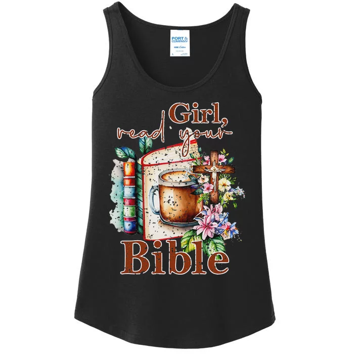 Inspirational Christian Girl Read Your Bible Ladies Essential Tank