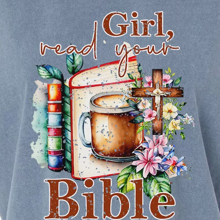 Inspirational Christian Girl Read Your Bible Garment-Dyed Women's Muscle Tee