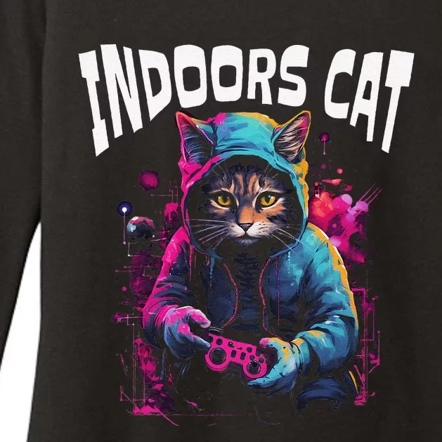 Indoors Cat Gamer Hoodie Womens CVC Long Sleeve Shirt