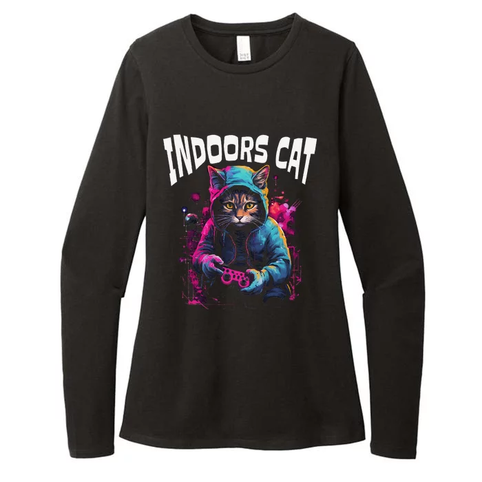 Indoors Cat Gamer Hoodie Womens CVC Long Sleeve Shirt