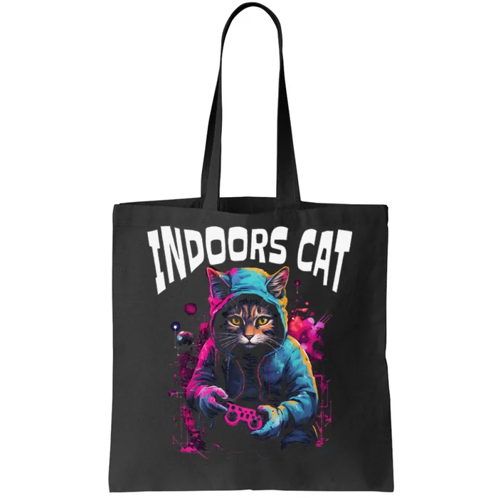 Indoors Cat Gamer Hoodie Tote Bag