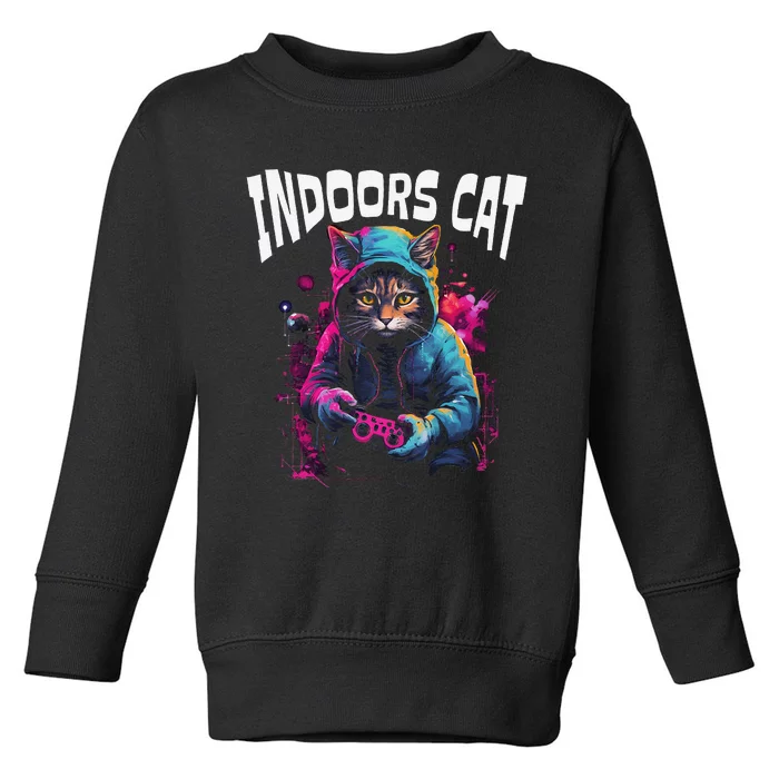 Indoors Cat Gamer Hoodie Toddler Sweatshirt