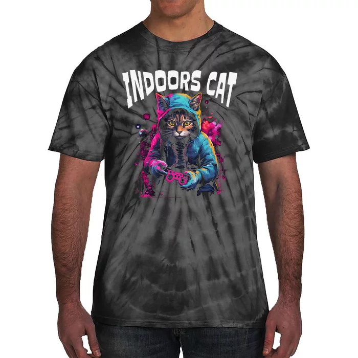 Indoors Cat Gamer Hoodie Tie-Dye T-Shirt