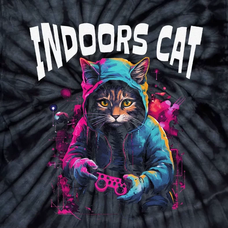 Indoors Cat Gamer Hoodie Tie-Dye T-Shirt