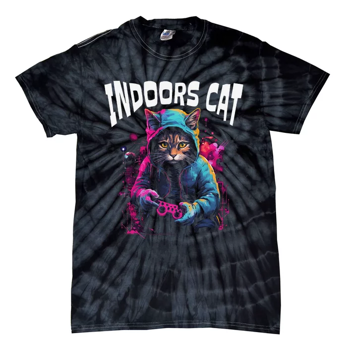 Indoors Cat Gamer Hoodie Tie-Dye T-Shirt