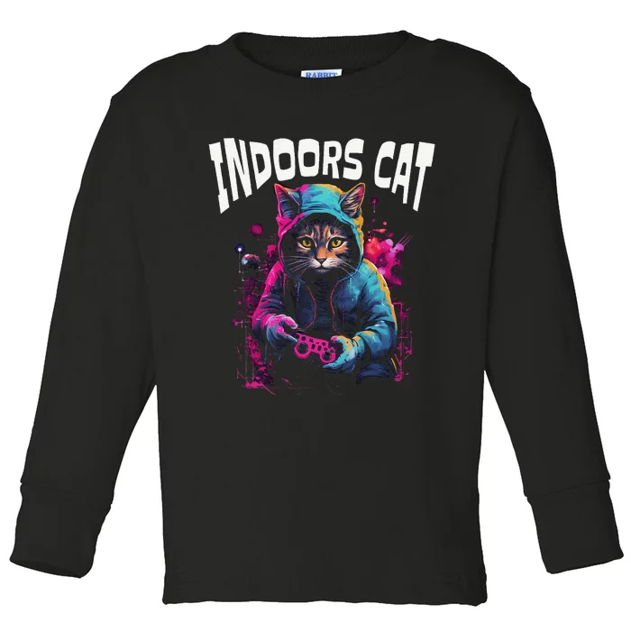 Indoors Cat Gamer Hoodie Toddler Long Sleeve Shirt