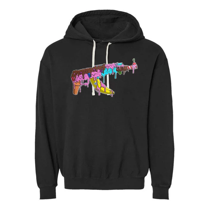 Ice Cream Gun AK47 Garment-Dyed Fleece Hoodie