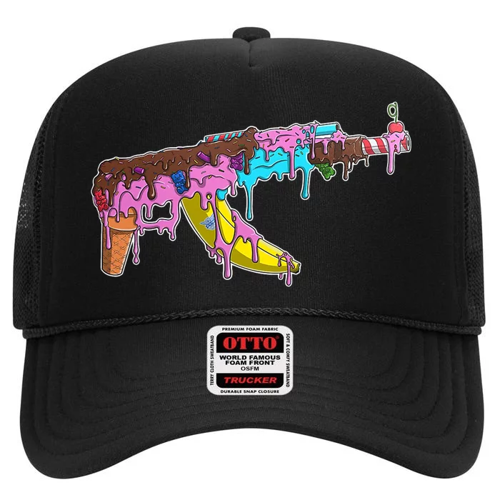 Ice Cream Gun AK47 High Crown Mesh Trucker Hat