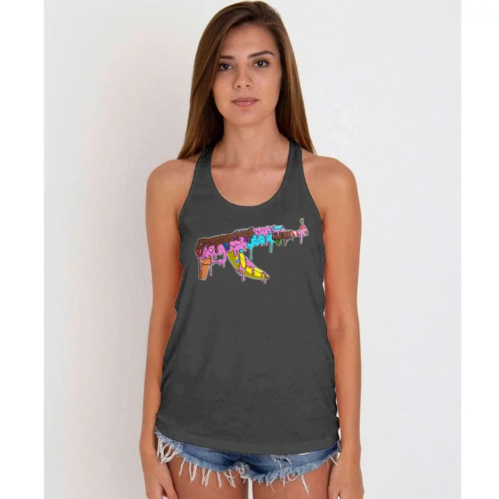 Ice Cream Gun AK47 Women's Knotted Racerback Tank