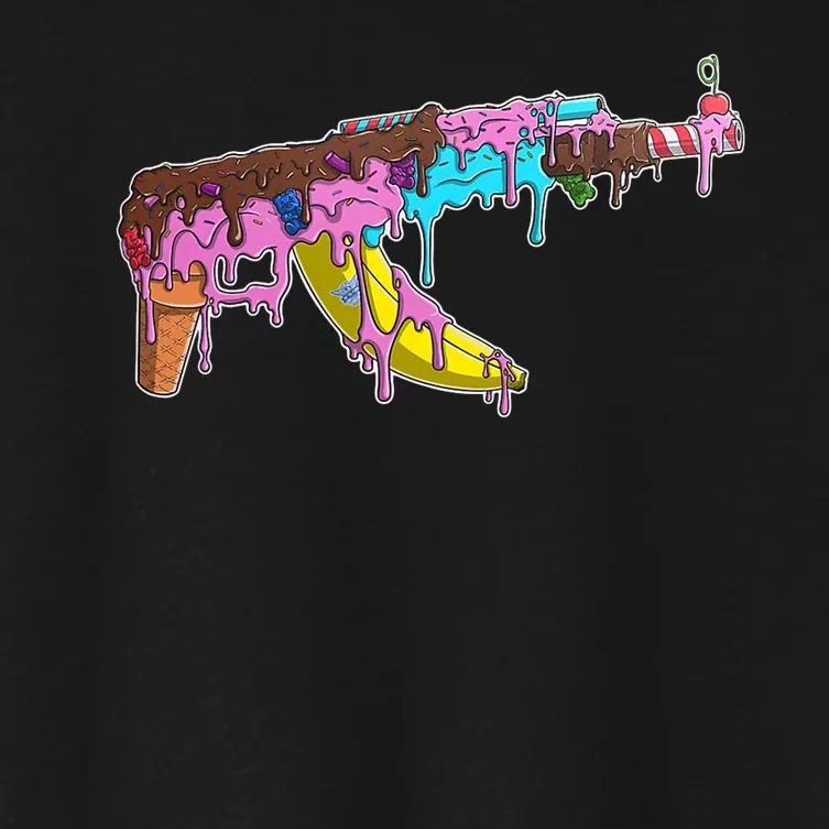 Ice Cream Gun AK47 Women's Crop Top Tee