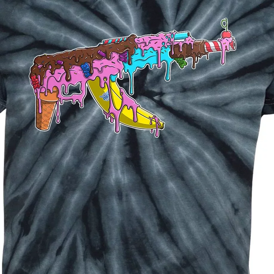 Ice Cream Gun AK47 Kids Tie-Dye T-Shirt