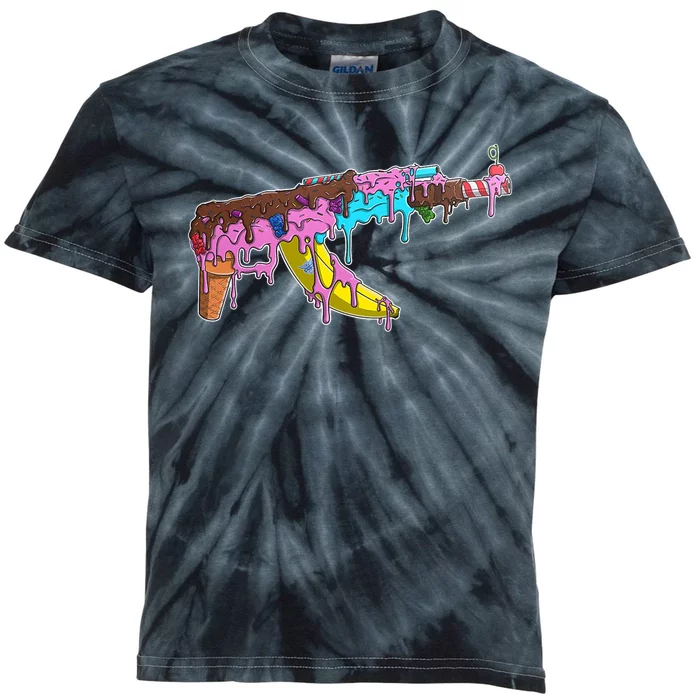 Ice Cream Gun AK47 Kids Tie-Dye T-Shirt