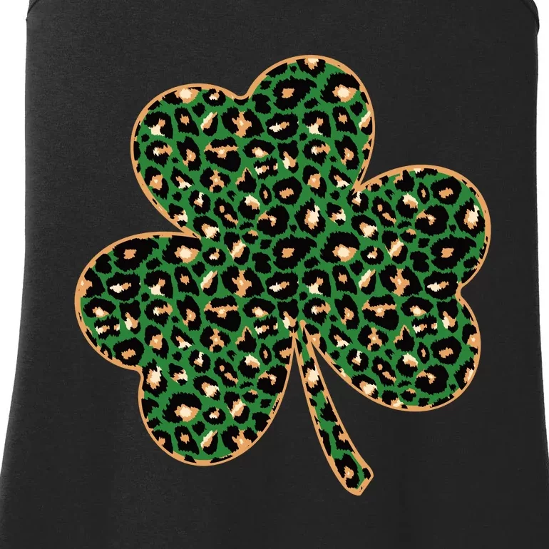 Irish Clover Green Gold Leopard Print Ladies Essential Tank