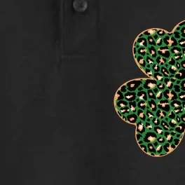 Irish Clover Green Gold Leopard Print Dry Zone Grid Performance Polo