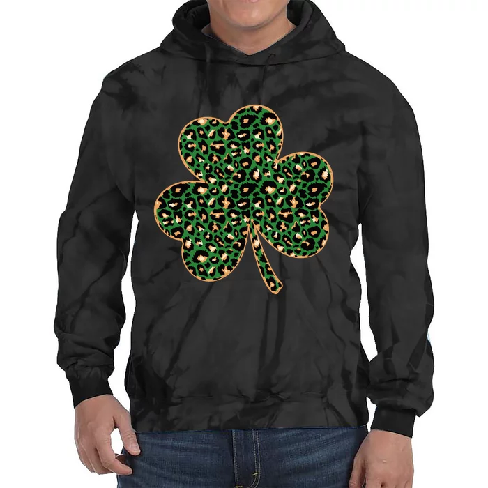 Irish Clover Green Gold Leopard Print Tie Dye Hoodie