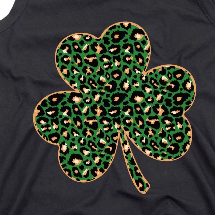 Irish Clover Green Gold Leopard Print Tank Top