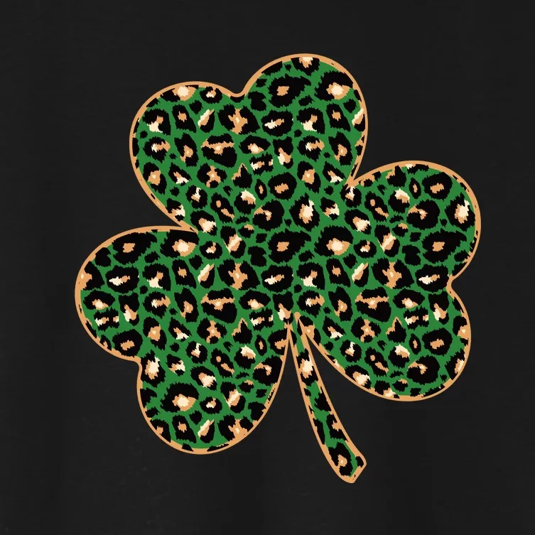 Irish Clover Green Gold Leopard Print Women's Crop Top Tee