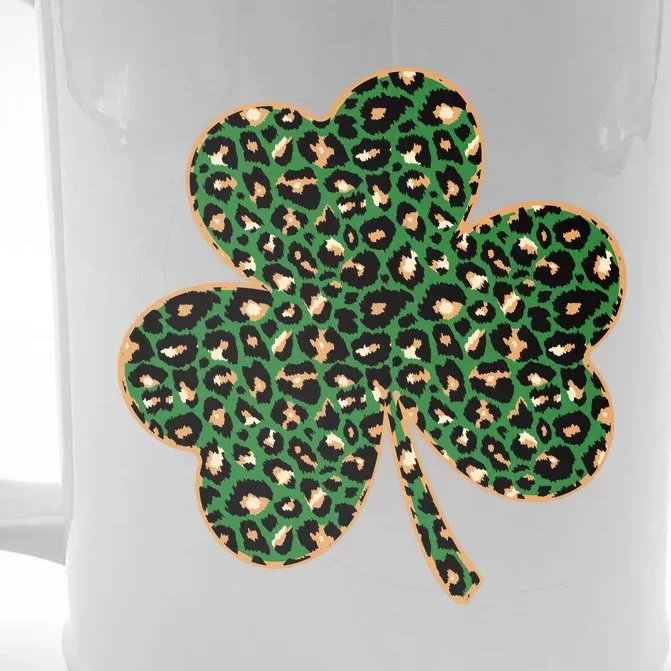 Irish Clover Green Gold Leopard Print Front & Back Beer Stein